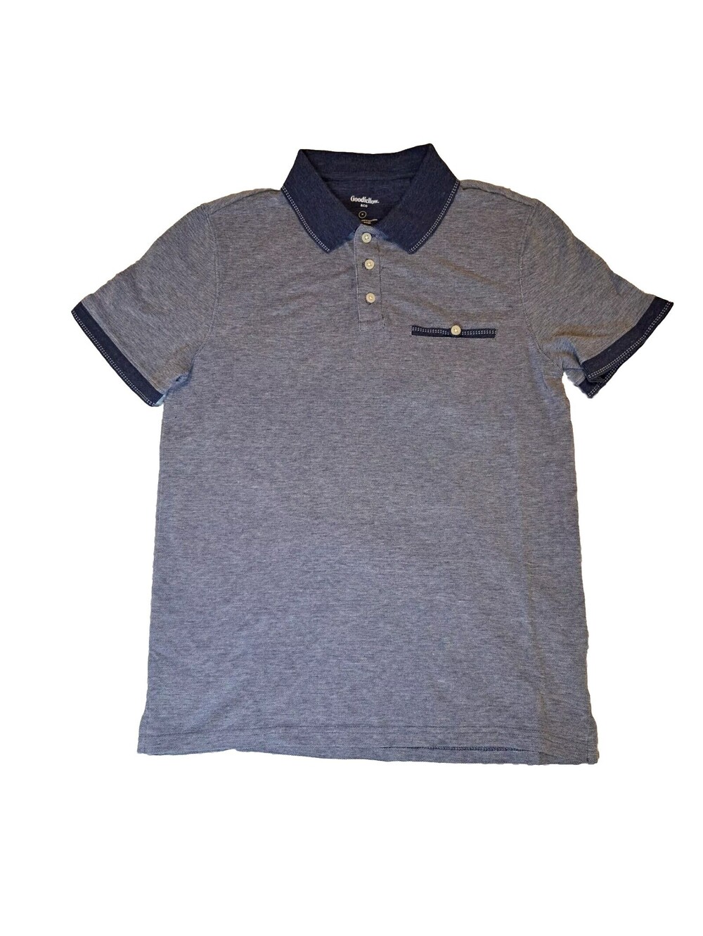 GOODFELLOW & CO. Blue Short Sleeve Henley T-Shirt 1/4 Button Neckline Size M